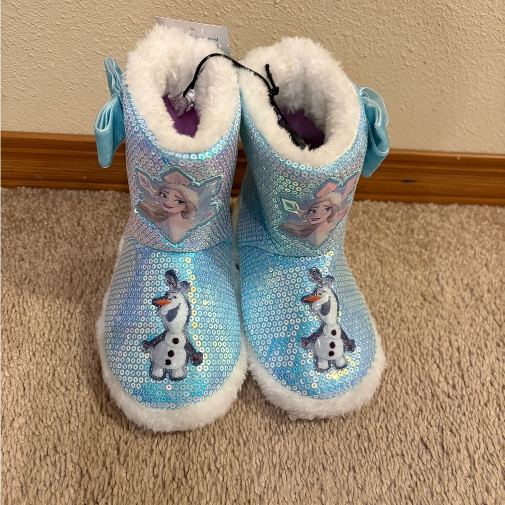 Frozen Themed Sequin Boots with Elsa and Olaf